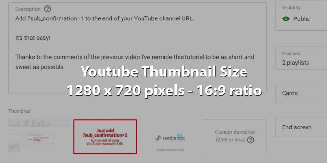 Youtube Thumbnail Size / Dimensions 2019 - 1280 x 720 pixels - 16:9 ratio