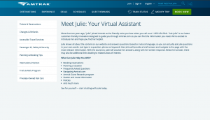 "Julie" chatbot from Amtrak