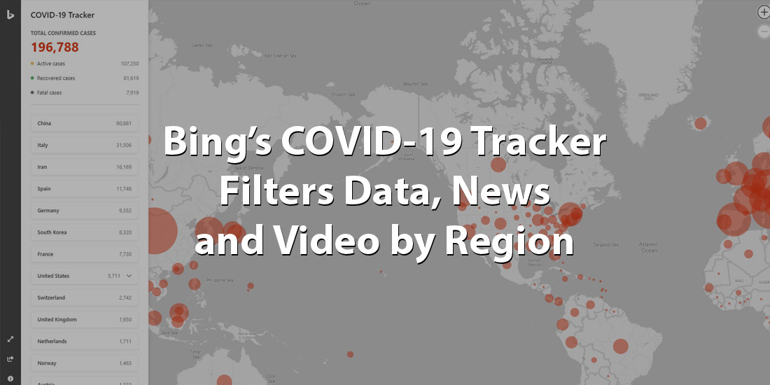 Bing’s COVID-19 Tracker Filters Data, News and Video by Region