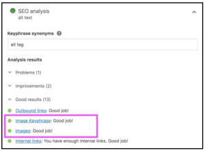 Alt text in Yoast SEO
